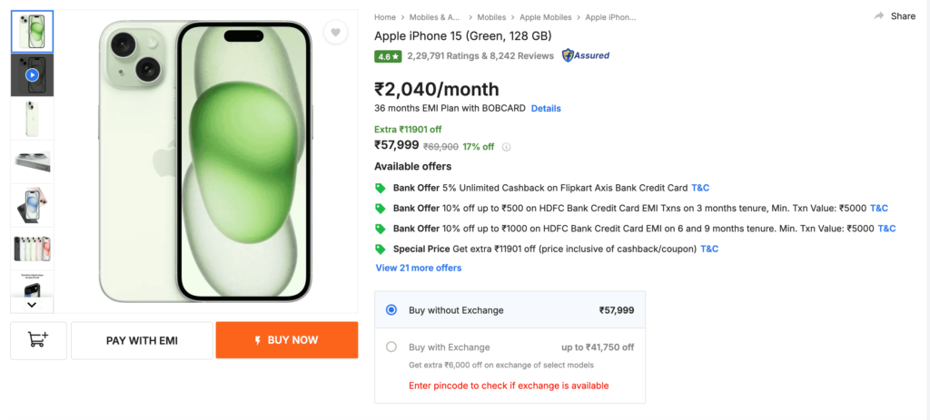 iPhone 15 Flipkart Sale
